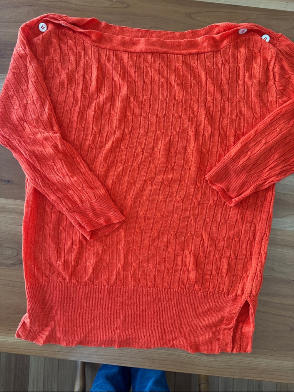 Bright Orange Cable Knit Boatneck Sweater